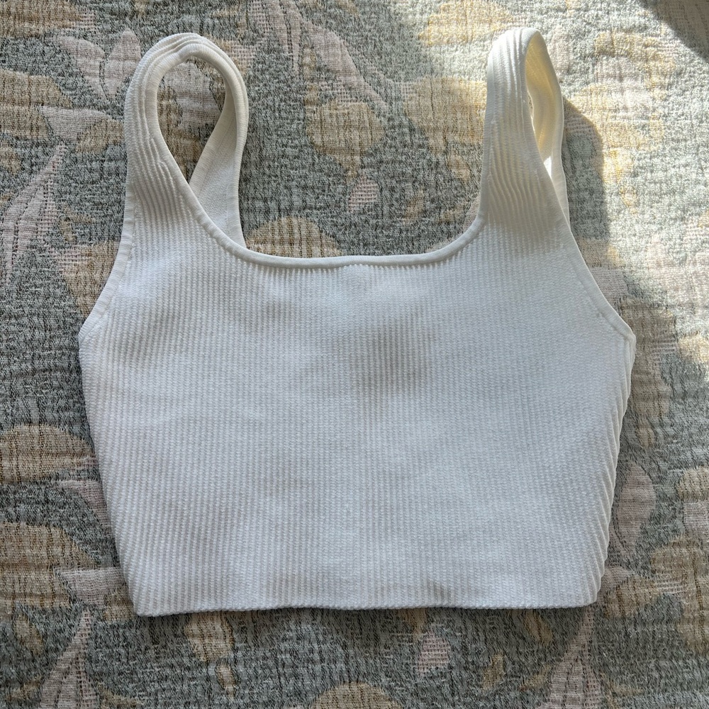Aritzia White Ribbed Crop Top